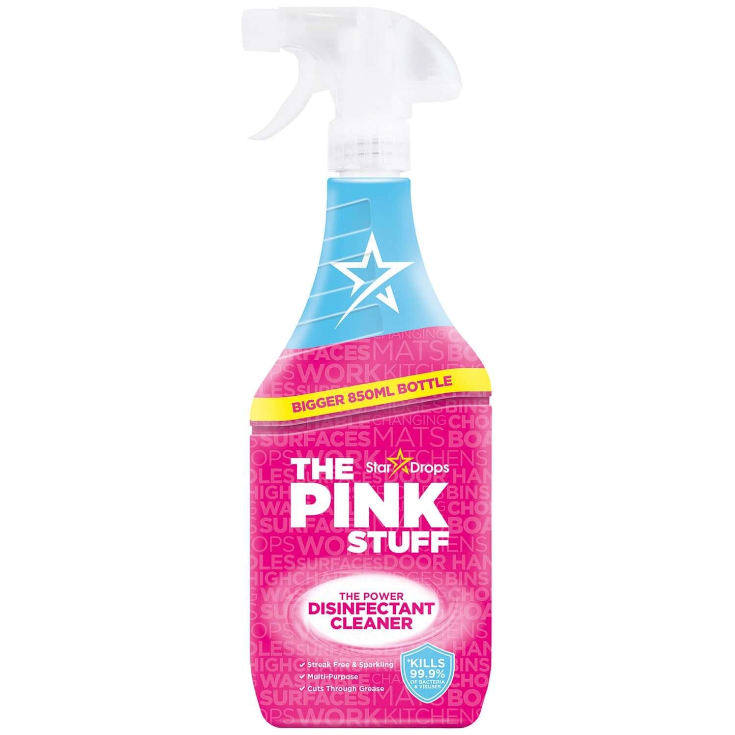 Le Pink Stuff Nettoyant Désinfectant Puissant - Nettoyant Tout-en-Un pour Carreaux et Sanitaires - 850ml