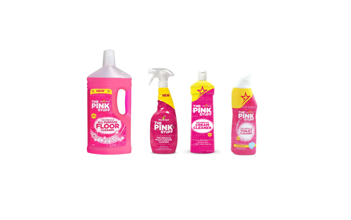 Stardrops Le Pink Stuff Bundle - Nettoyant pour sols, Nettoyant tout usage, Crème nettoyante et Nettoyant pour toilettes