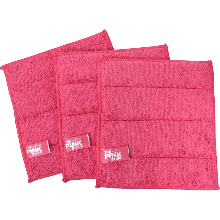 Les Pink Stuff tampons de nettoyage en microfibre absorbants - 3 pièces