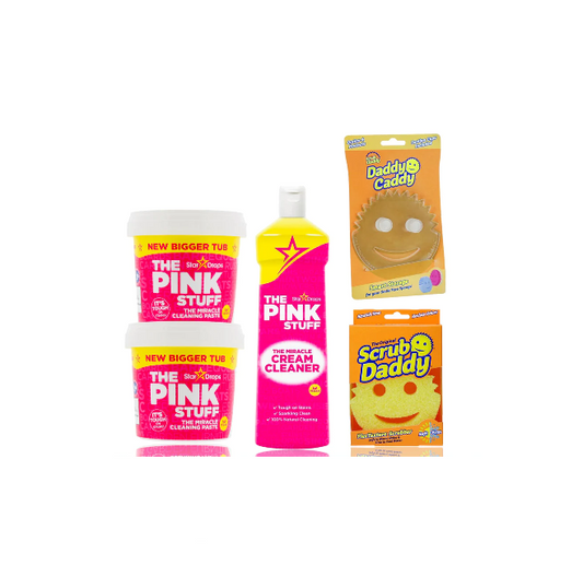 Schrob bundel - Scrub Daddy, Daddy Caddy, Pink Stuff Pasta, Cream Cleaner