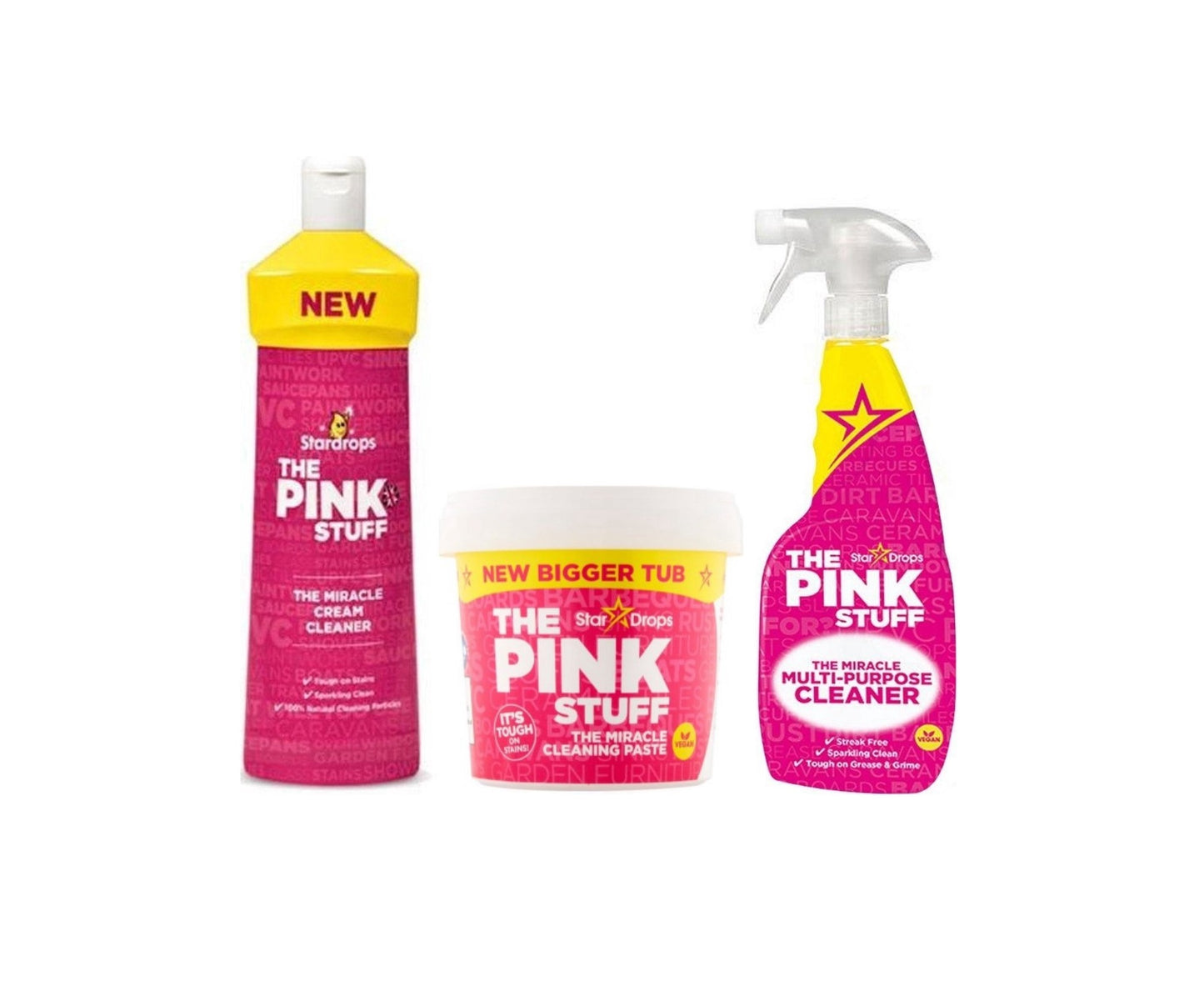 Stardrops Le Pink Stuff Bundel - Nettoyant Crème 500ml + Pink Stuff Pâte 850g + Spray Multi Allesreiniger 750ml